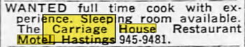 Carriage House Dining Room (Carriage House Motel) - Aug 15 1968 Help Wanted (newer photo)